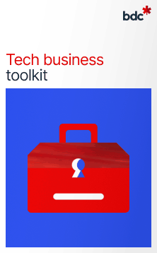 Illustration of a red toolkit with the text Tech Business Toolkit