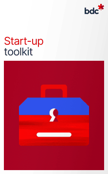 Illustration of a red toolkit with the text Start-Up Toolkit
